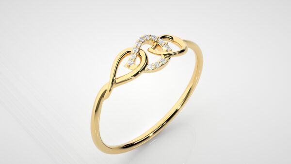 Diamond Glistening Leaf Minimalist Ring - Image 2