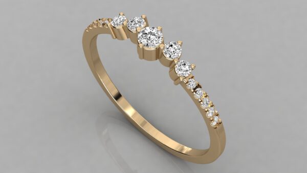 Diamond multi size scattered row 14k solid gold Minimalist Ring - Image 7