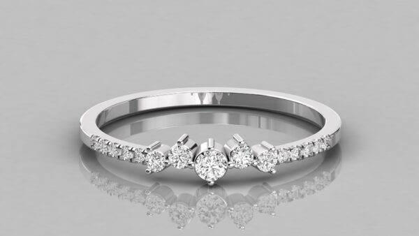 Diamond multi size scattered row 14k solid gold Minimalist Ring - Image 9