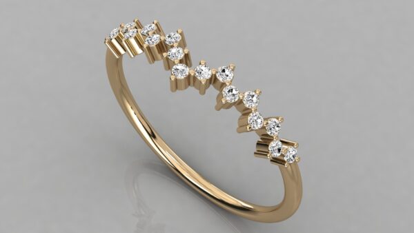 Diamond scattered row 14k solid gold Minimalist Ring - Image 4