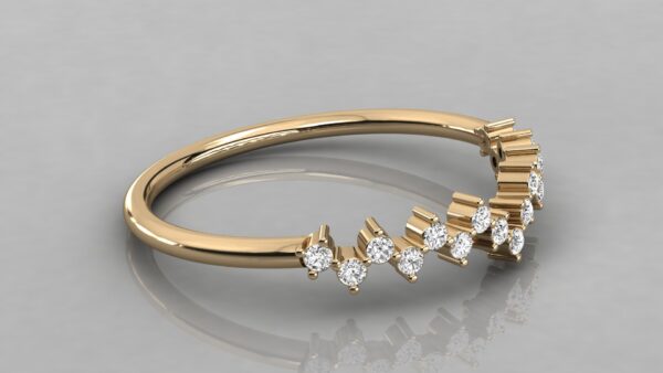 Diamond scattered row 14k solid gold Minimalist Ring - Image 7